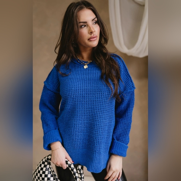 Royal Blue Long Sleeve Sweater - Picture 5 of 10